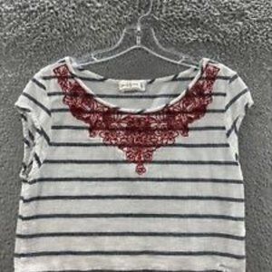 Abercrombie & Fitch Shirt Women's Small White Striped Cap Sleeve Top Ladies S